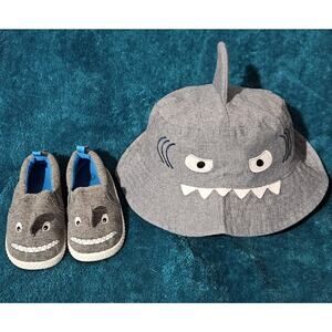 Toddler Shark Lot- Matching Hat And Slip On Shoes